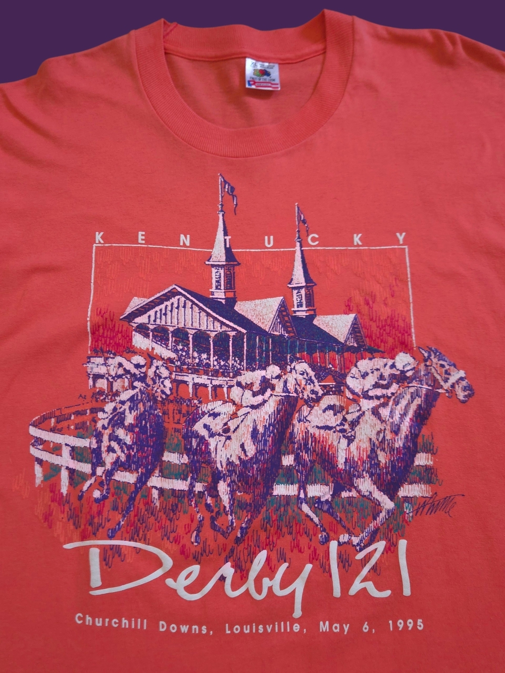Vintage Kentucky Derby T-shirt 1995 Derby 121 horse racing graphic - Mens Large